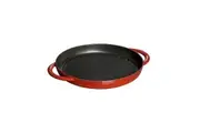 Staub Pure Round 26cm Cast Iron Grill Pan Induction Stovetop Cookware Cherry Red