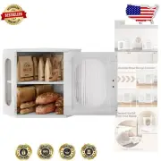 Double Layer Pine Wood Bread Box with Acrylic Window - Stylish Kitchen Storage
