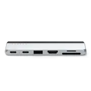Satechi Dual USB-C Hub to USB-A/HDMI/SD/MicroSD Port For Surface Pro 9 Platinum