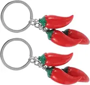 [ifundom] 2pcs Chili Keychain Pendants Realistic Chili Pepper Bag Hanging Decoration for Backpack Purse Outdoor Activities Versatile Portable Chic Key Holder Red
