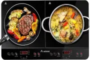 Induction Cooker Double Burner 03 Hours Timer Touch Sensor Control Child Safety