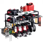 VEVOR Power Tool Organizer, 5 Slot, 3 Layers, Cordless Drill Holder Wall Mount, Battery Charging Station Storage Rack, Multi-Function Garage Organizat