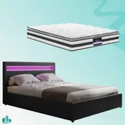 Double Package | Wanda LED Bed Black & Normay Series Pillow Top Mattress (Medium Firm)