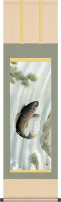 Kakejiku Hanging scroll Elevated carpby Keishu Nagae W44 x H164cm made in Japan