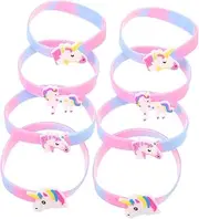 QUMIIRITY 12pcs Unicorn Bracelets Bulk Wristbands for Unicorn Theme Party Supplies Fun Birthday Party Favors Comfortable Elastic Design for Adults