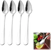 Grapefruit Spoon, Kiwi Spoon, Spoon with Prongs, Kiwi Spoon, Grapefruit Spoon, Stainless Steel, Baby Food Supplement Fruit Spoon, Dessert Spoon, Fruit Spoon with Serrated Edge, for Kiwi, Apples,
