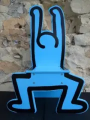 KEITH HARING x Vilac France Child's Chair Pop Art Multiple Solid Wood Blue *NIB*
