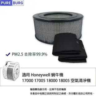 【PUREBURG】適用Honeywell 蝸牛機 17005 17000 18000 20500 18005 空氣清淨機 副廠HEPA+活性碳濾網