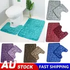 2PCS Bath Mat Bathroom Mat U-Shaped Toilet Rug Set Washable Memory Foam Non Slip