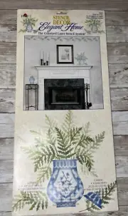 Vintage Plaid Elegant Home Decor Wall Stencil Ginger Jar & Fern Pattern #29008