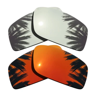 Silver Mirrored&Orange Red Replacement Lenses for-Oakley Twitch Polarized