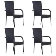 Stackable Outdoor Chairs 4 pcs Poly Rattan Black vidaXL