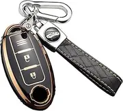 ontto Car Key fob Cover Fit for Nissan 350Z Qashqai J10 J11 X-Trail t31 t32 Kicks Tiida Pathfinder Murano Note Juke Key case TPU Silicone Key Shell Key Holder Keychain Accessories Black B