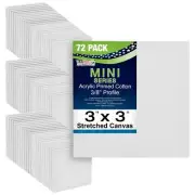 US Art Supply 3" x 3" Mini Professional Primed Stretched Canvas 72-Mini Canvases