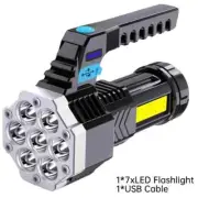 LED Flashlight 7X LED Torch, USB Rechargeable, Outdoor Camping Emergency Lantern