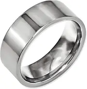 [JewelryWeb] Titanium Flat Band 8mm Polished-Flat Wedding-Band Ring Size 14-Wedding-Band for Women and Men