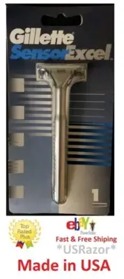 Gillette Sensor Excel Razor Metal Handle blade Shaver Made USA 1993 fit Sensor 3