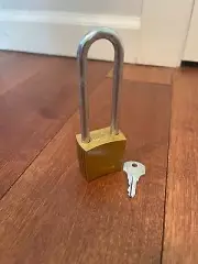 Vintage NOS Corbin USA made, #7 Tall 3" Shackle gold finish Padlock Keyed Alike