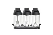 Kitchen Condiment Oil Honey Sugar Glass Bottle Black Set