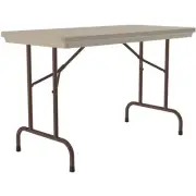 Pemberly Row 29" Metal & Plastic Resin Folding Table in Mocha Granite Gray