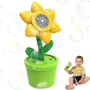 Sunflower Bubble Blower - Flower Bubble Maker with Music & Lights,Battery Operated Summer Toys for Children 3+ Years, Includes 2 Bottles of Refill