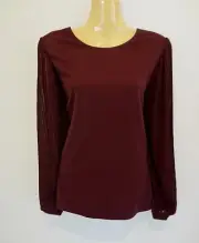 *WITCHERY* GORGEOUS BURGUNDY SOFT STRETCHY SILKY-PLEATED SLEEVE TOP sz10 NWT!