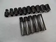 Craftsman 1/2" Drive Metric MM Shallow & Deep Socket Set 12pt, NOS USA 15 pcs