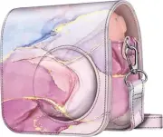 Case for Fujifilm Instax Mini 7+ Instant Camera Vegan Leather Bag Cover w/ Strap