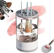 Beauty Swirl Cosmetic Brush Cleaner, 2024 Automatic Electric Makeup Brush Cleaner Machine, Automatic Spinning Makeup Brush Cleaner for for All Size Makeup Brush (White)