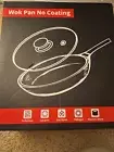 Carbon Steel 13-Inch Wok Pan with Glass Lid, Black, Non-stick NEW
