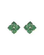 Piranesi 18K Yellow Gold Fiore Tsavorite & Diamond Pave Flower Small Stud Earrings