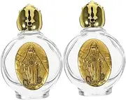 HIAKDOFT 2pcs Glass Bottles for Holy Water Decorative Empty Containers for Perfume Liquid Storage Portable Design for Festivals Daily Use