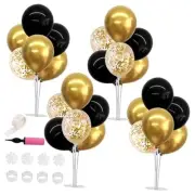 TONIFUL 4 Set Black Gold Balloon Centerpieces for Table,Balloon Stand Kit for