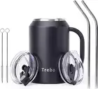32 Oz Stainless Steel Mug Tumbler with Handle, Vacuum Insulated Metal Iced Coffe