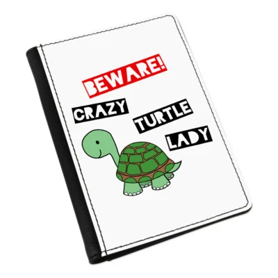Beware Crazy Turtle Lady Passport Holder Cover Case Wallet - Funny