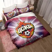 v2432 Bed Sheets PFC CSKA Moscow Football Print Bedding Set Cute Quilt Cover Bed Cover with Pillowcase Custom Bedding Cover with Pillowcase 3-Piece Be