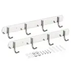 Coat Hook Rack, Stainless Steel Wall Mounted with 4 Hooks Wall Hangers 2Pcs