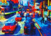 DOWNTOWN STREET Car Artwork Art City 200 Pieces BOXLESS Jigsaw Puzzle NEW