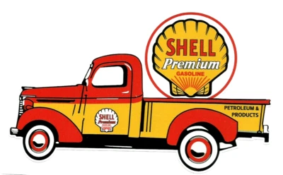 SHELL "SHOP DELIVERY TRUCK" SERVICE Sticker / Decal RETRO 50's 60's PETROL OILS