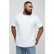 Mens White Plus Slim Fit Basic T-Shirt