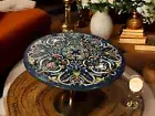 Round Black Marble Coffee Table Inlay Floral Arts Crystal Console Bar Furniture