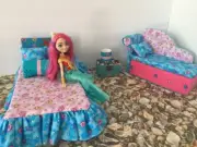 Barbie Or Ever After High.furniture Bedroom Set:Bed,sofa,lamp:Meeshell Mermaid