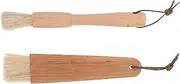 2-Piece Grill Brush Set for Outdoor BBQ BBQ Grill Cleaning Brush Wooden Handle for Easy Sauce Application