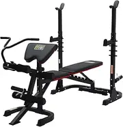 Fitvids Adjustable Weight Bench Set, Bench Press Set, Weight Benches for Home Gym with Squat Rack, Leg Extension, Preacher Curl and Weight Storage, 800-Pound Capacity