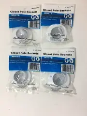 4 Sets John Sterling Corp RP-0039-WT25 Closet Pole Socket, Flange Rods 1-3/8"
