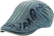 [LiuliuBull] Men Beret Hat Cotton Buckle Adjustable Newsboy Hats Cabbie Gatsby Cap Cotton Washed Beret Hat Buckle Adjustable Paper Boy Newsboy Cabbie Cap (Color : Cowboy Dark Blue)