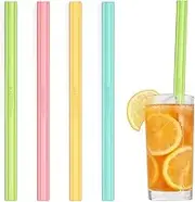 Silico long - new patented: cleaning without brush Reusable straws/straws: ideal for children, celebrations, birthdays as well as hot and cold drinks (silicone/colour mix)