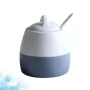 Honey Pot Jar Ceramic Serving Spoon Sugar Bowls Kitchen Canister