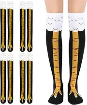 [TUONYIS] Chicken Legs Socks Novelty Cartoon Pattern Fun Chicken Feet Socks Womens Mens Knee-High Socks Funny Animal Chicken Paw Sports Socks.