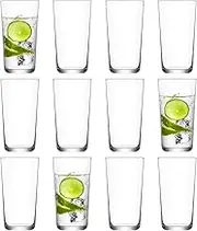 12x Clear 490ml Assos Highball Glasses - Tall Dishwasher Safe Glass Water Gin Juice Cocktail Drinking Hi Ball Tumblers Glassware Set - by LAV